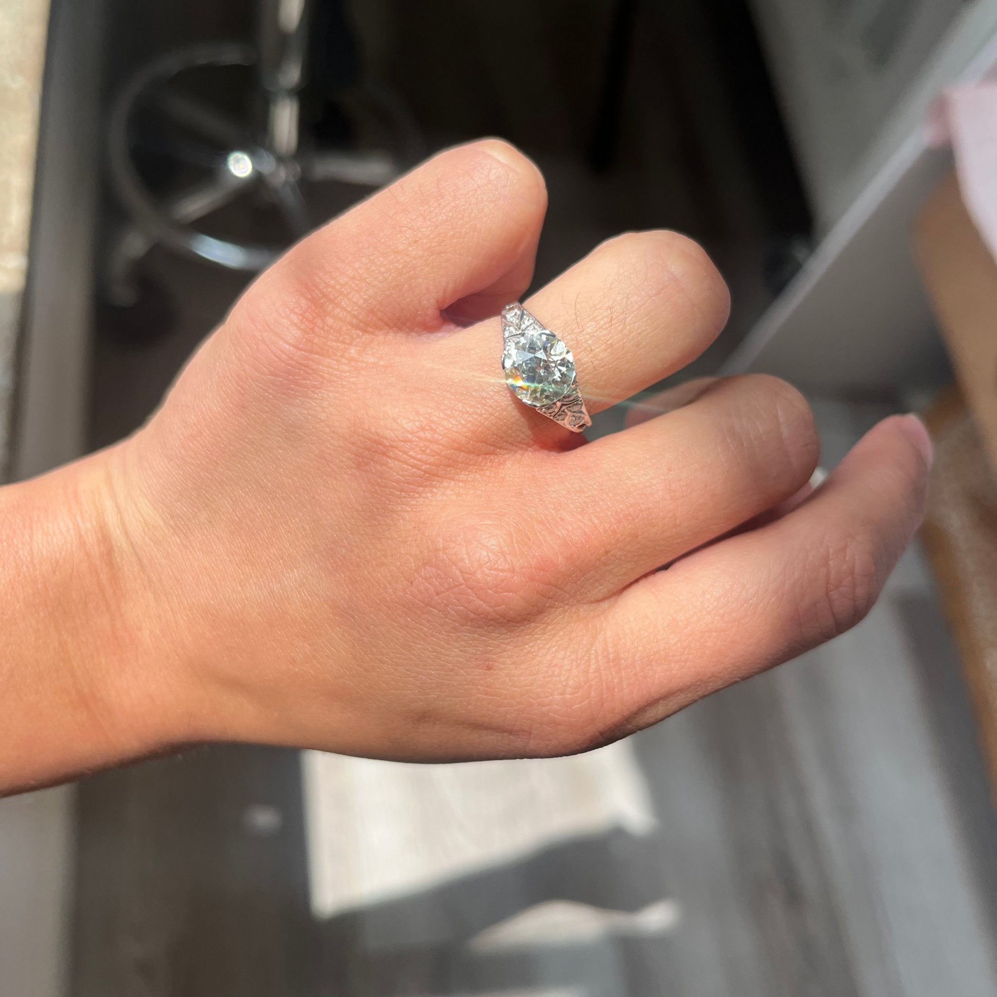 2.49ct Art Deco Old European Cut Diamond Ring, GIA N VS1