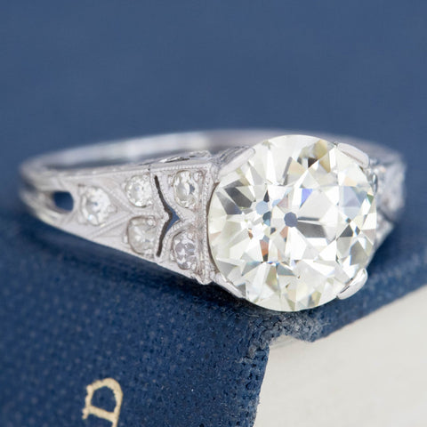 2.49ct Art Deco Old European Cut Diamond Ring, GIA N VS1