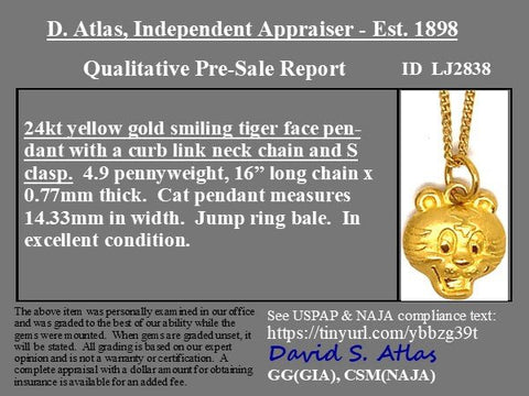 24kt Year of the Tiger Pendant