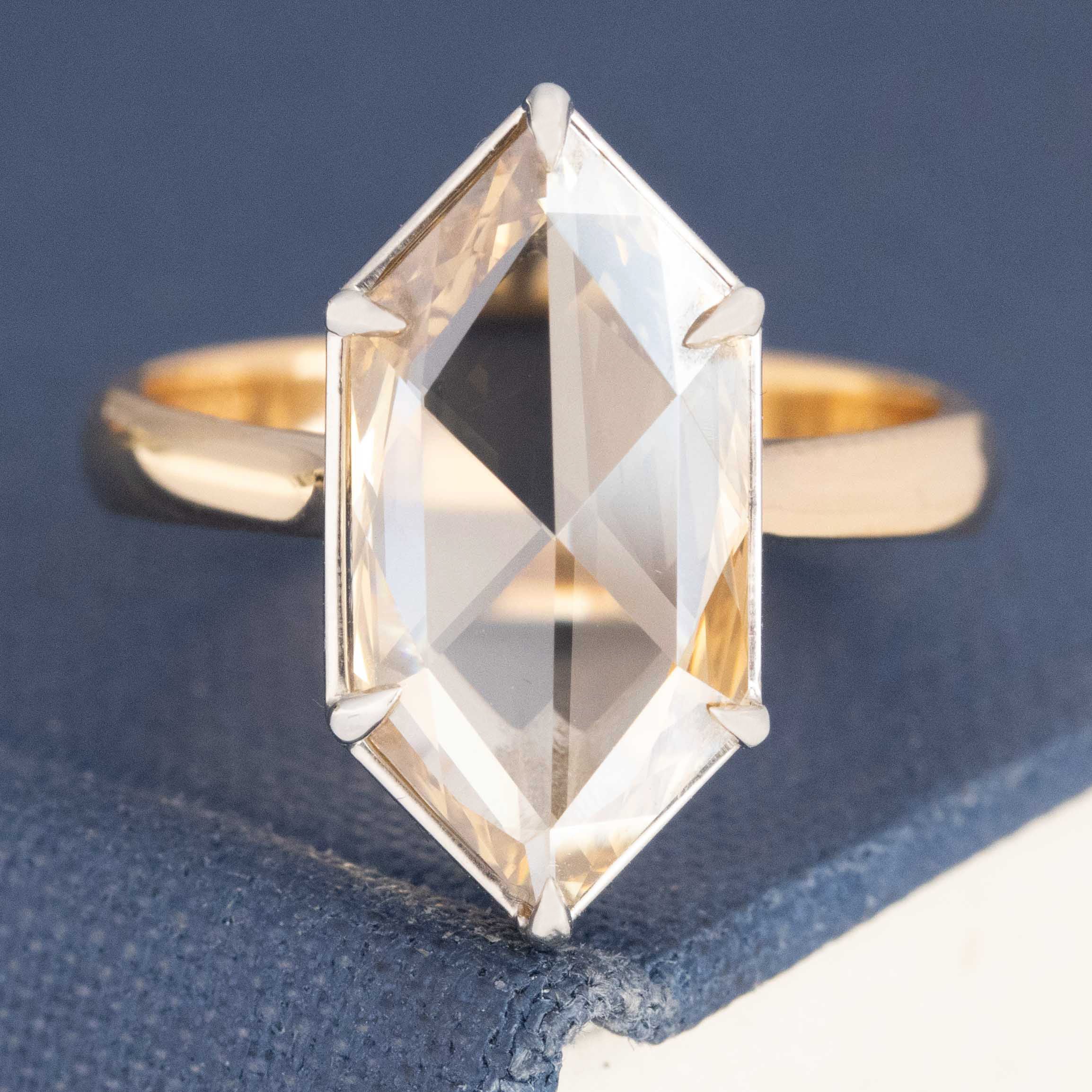 2.50ct Hexagonal Portrait Cut Diamond Solitaire