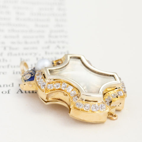 2.50ctw Antique Diamond & Enamel Locket Pendant