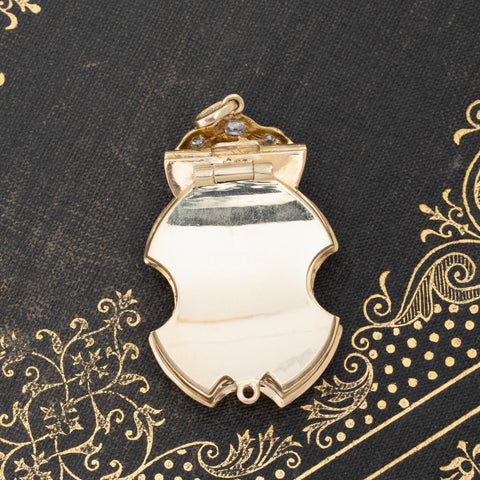 2.50ctw Antique Diamond & Enamel Locket Pendant
