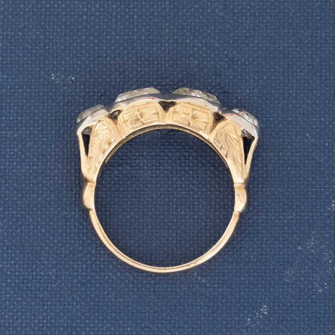 2.50ctw Antique Old Mine & Pear Cut Diamond Mixed Cut 4-Stone Band