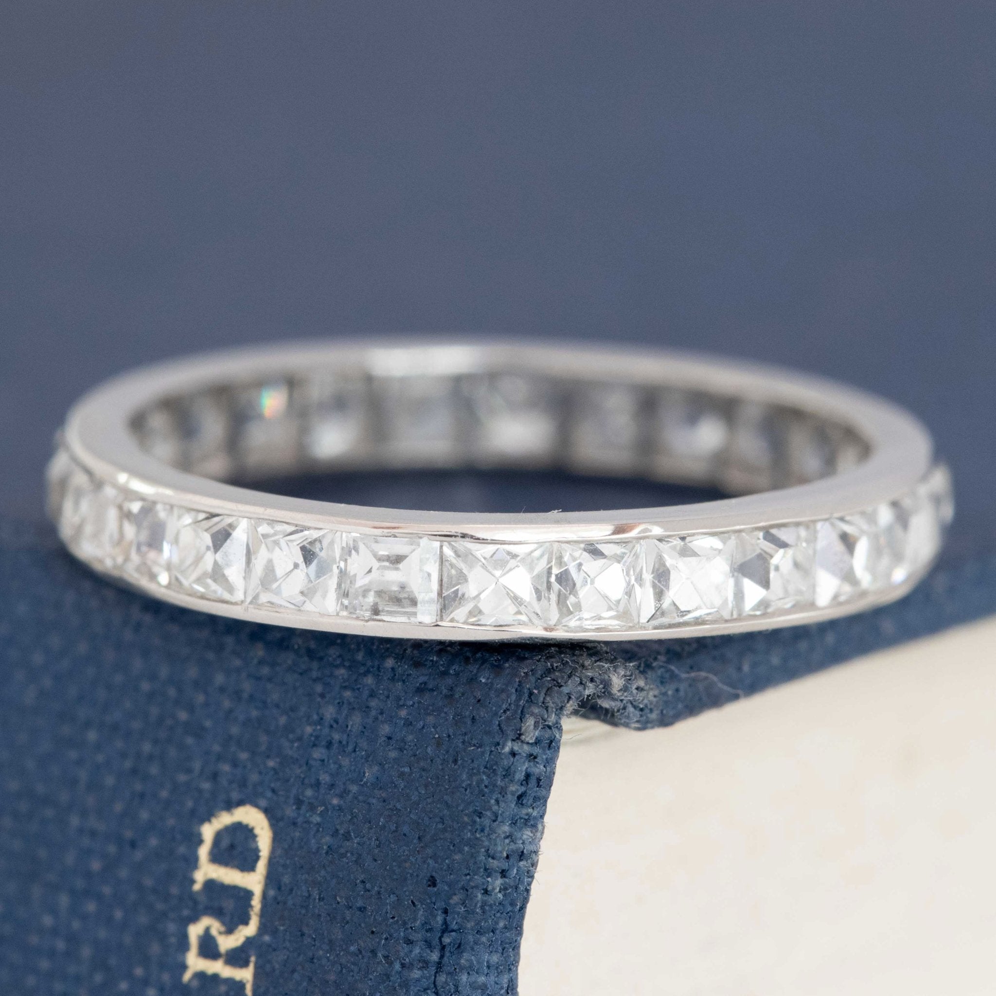 Art Deco French-cut diamond eternity band in platinum
