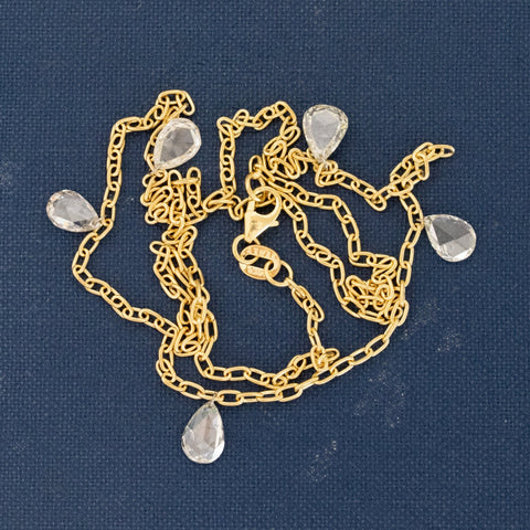2.50ctw Pear Rose Cut Diamond Station Necklace