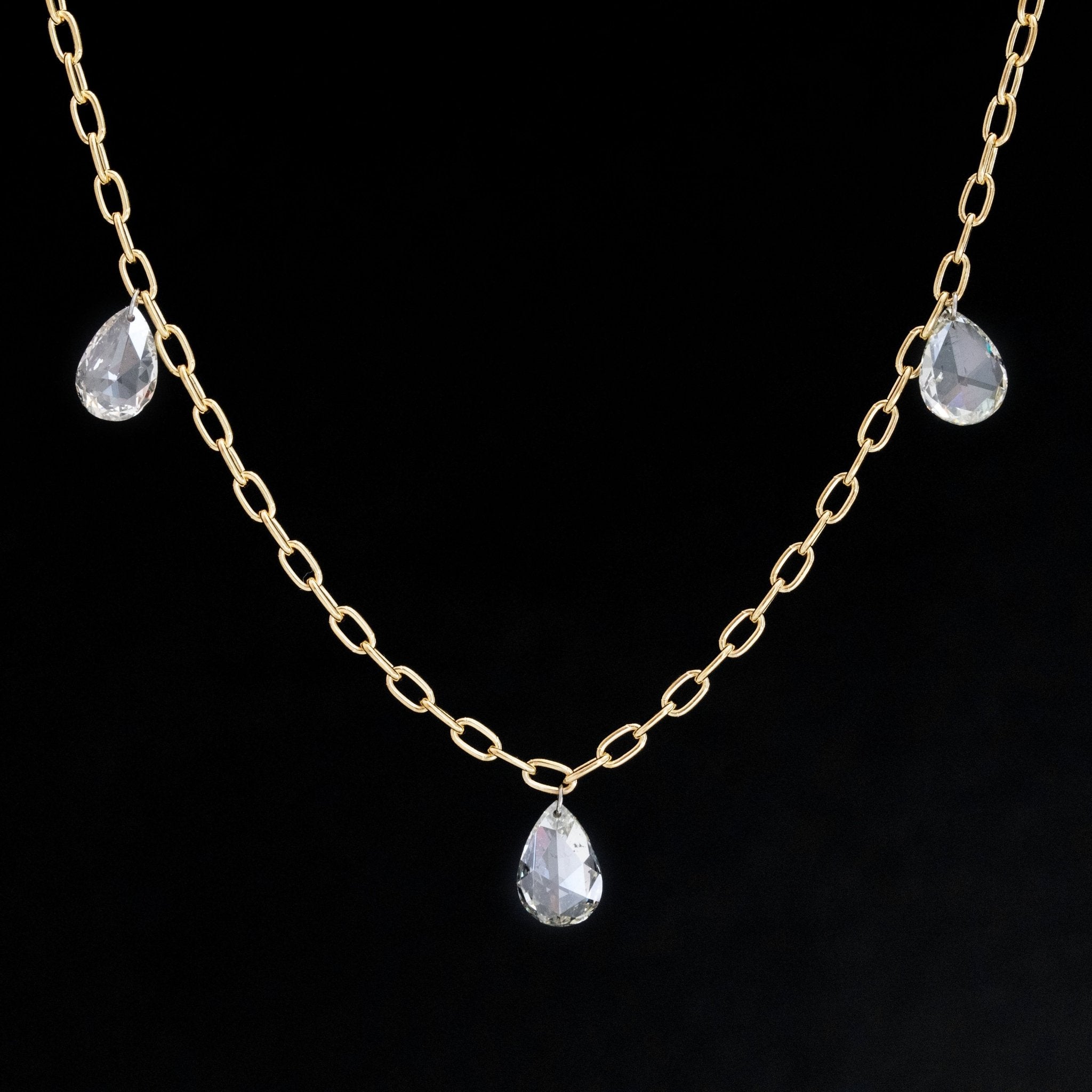 2.50ctw Pear Rose Cut Diamond Station Necklace