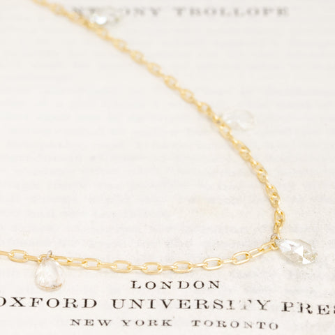 2.50ctw Pear Rose Cut Diamond Station Necklace