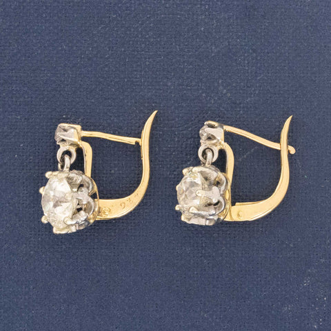 2.53ctw Old European Cut Diamond Dormeuse Earrings, Dutch