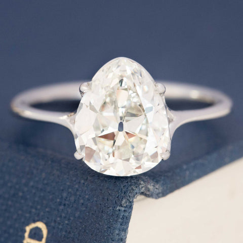 2.54ct Antique Pear Cut Diamond Solitaire, GIA I