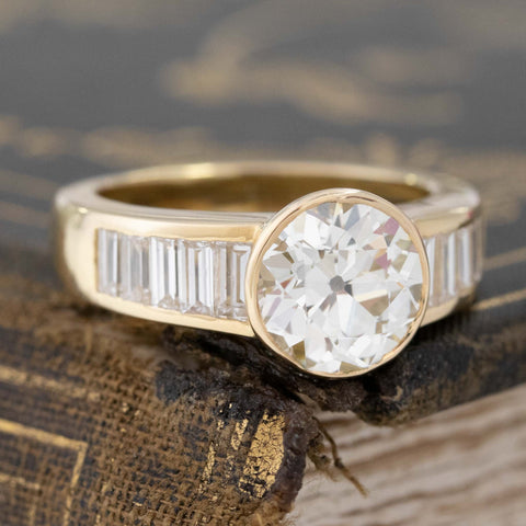2.54ct Vintage Old European Cut Diamond Ring, French
