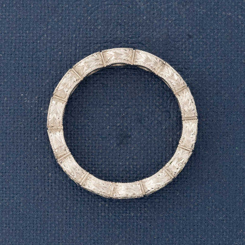 2.55ctw Old European Cut Diamond Engraved Eternity Band