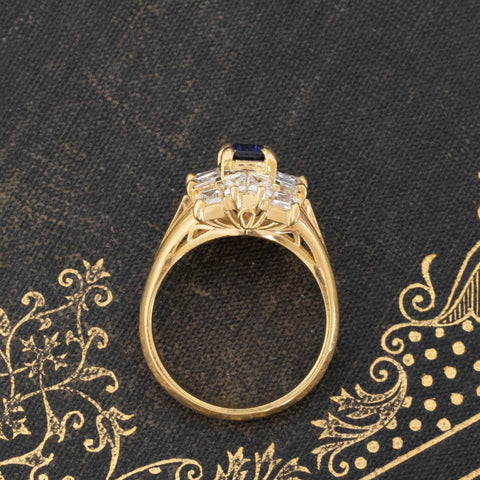 2.55ctw Vintage Sapphire & Emerald Diamond Ballerina Ring