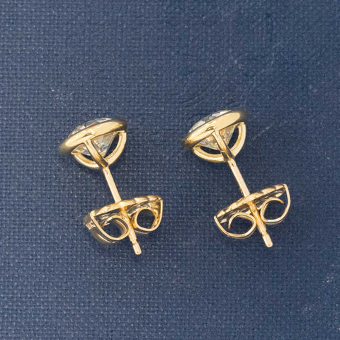 2.56ctw Old European Cut Diamond Bezel Stud Earrings