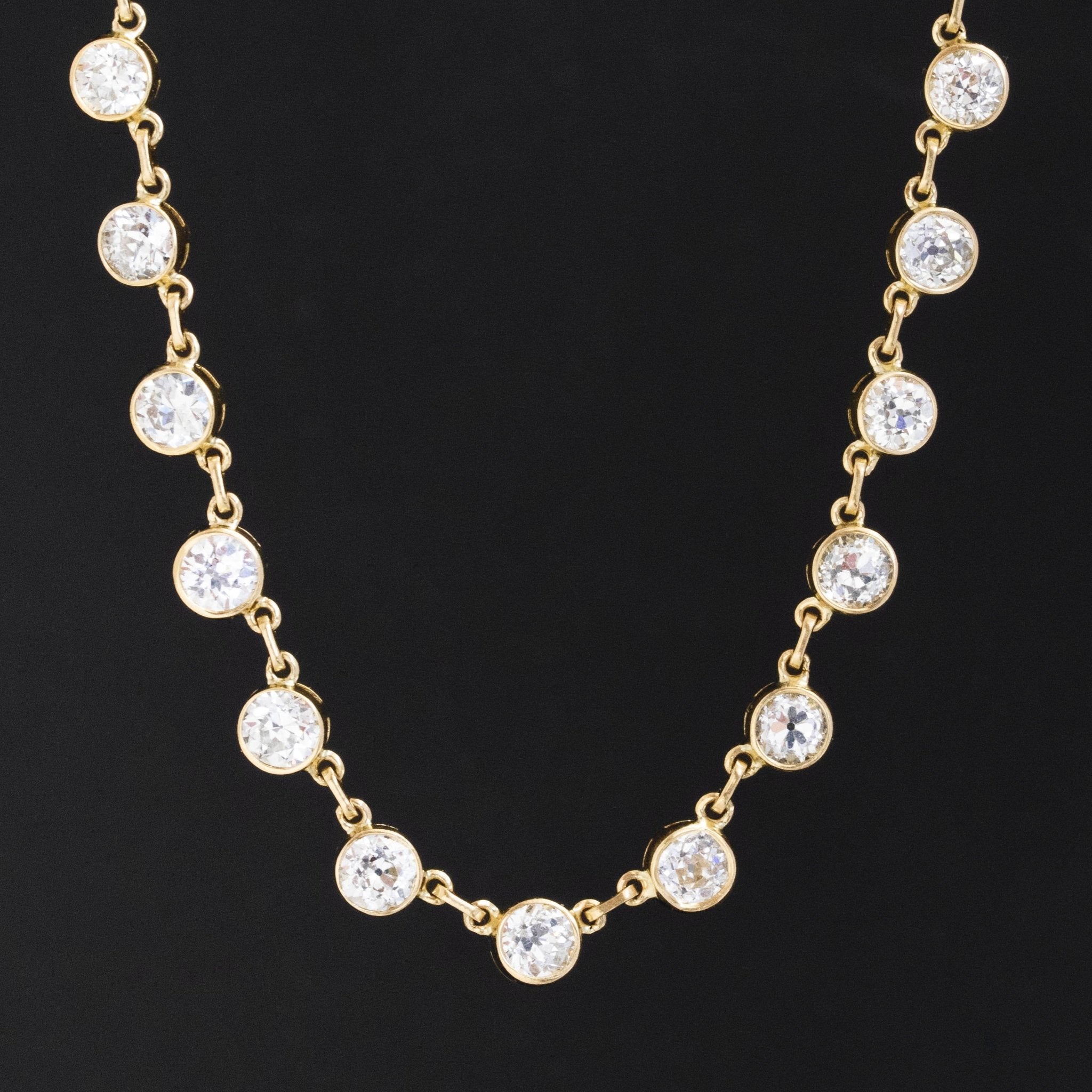 25.81ctw Old European Cut Diamond Riviere Station Necklace
