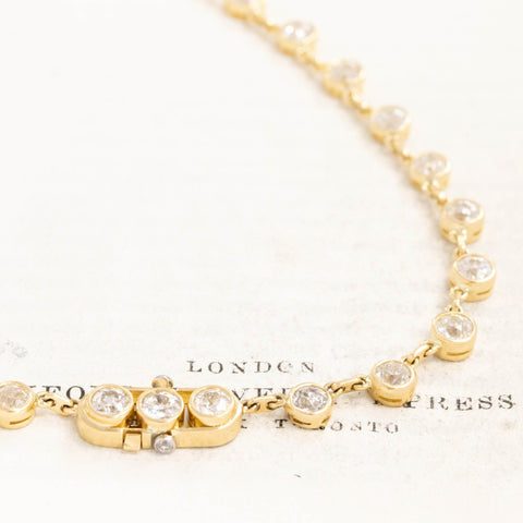 25.81ctw Old European Cut Diamond Riviere Station Necklace
