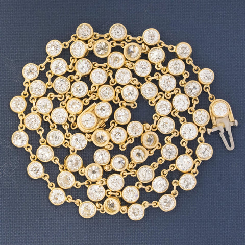 25.81ctw Old European Cut Diamond Riviere Station Necklace