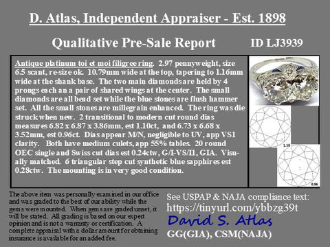 2.58ctw Antique Transitional Cut Diamond Twin Stone Ring