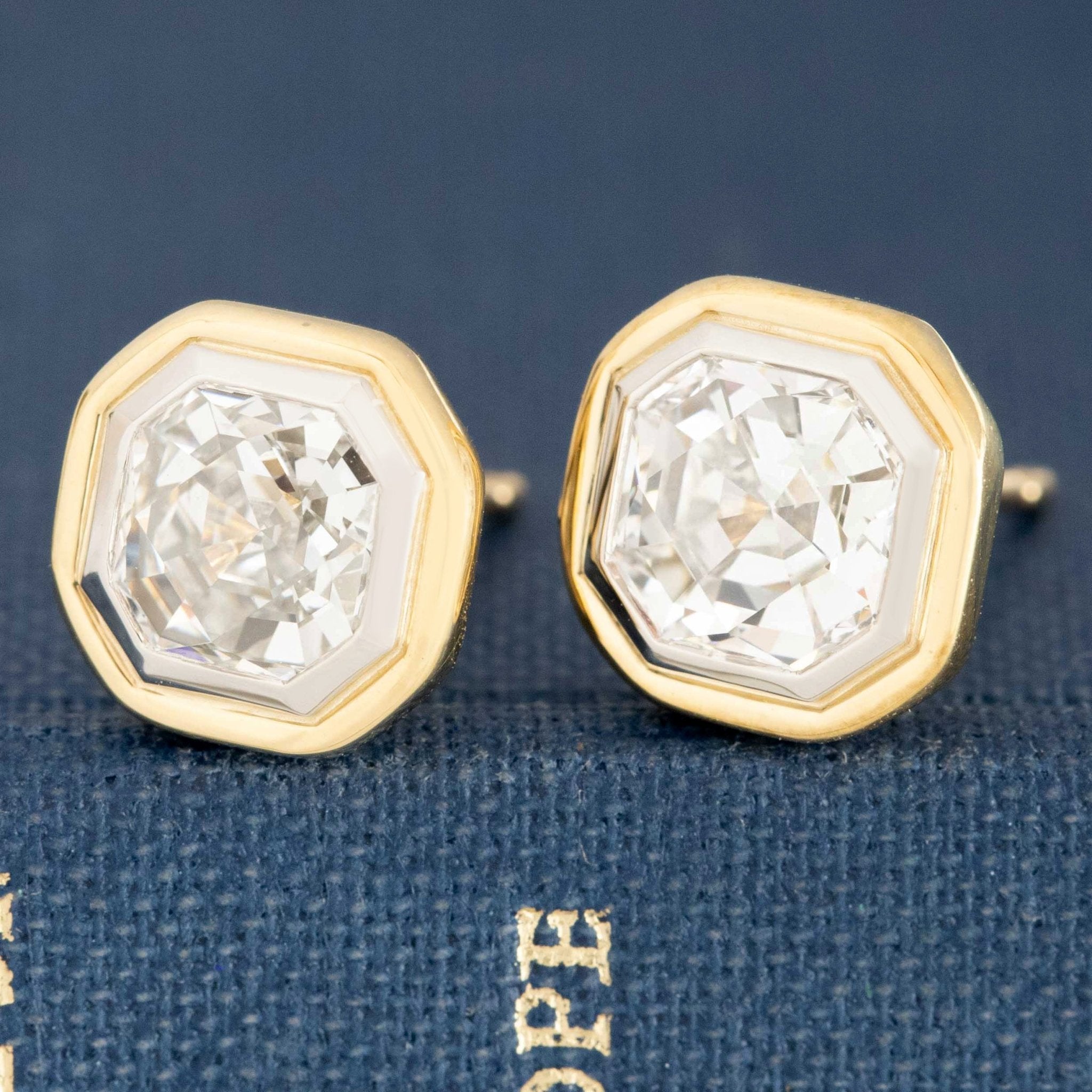 2.58ctw Vintage Tycoon Cut Diamond Stud Earrings, GIA
