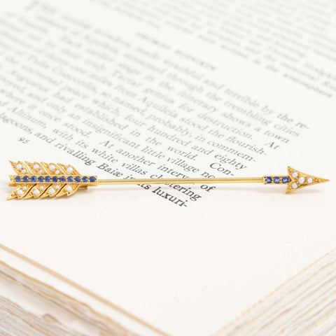.25ctw Sapphire & Pearl Jabot Pin