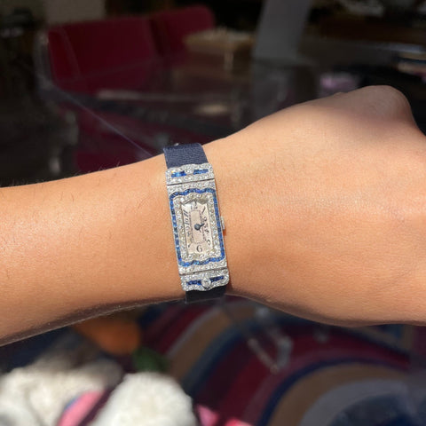 2.60ctw Antique Diamond & Sapphire Dress Watch, by Audemars Piguet