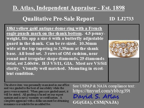 2.60ctw Old Mine Cut Diamond Cluster Dome Ring, French