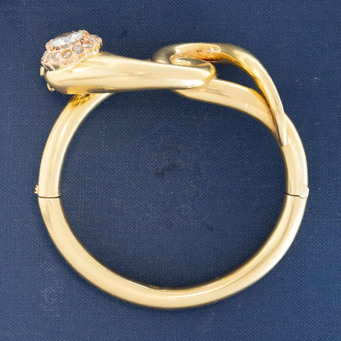 2.63ct Victorian Revival Old European Cut Diamond Serpent Bangle
