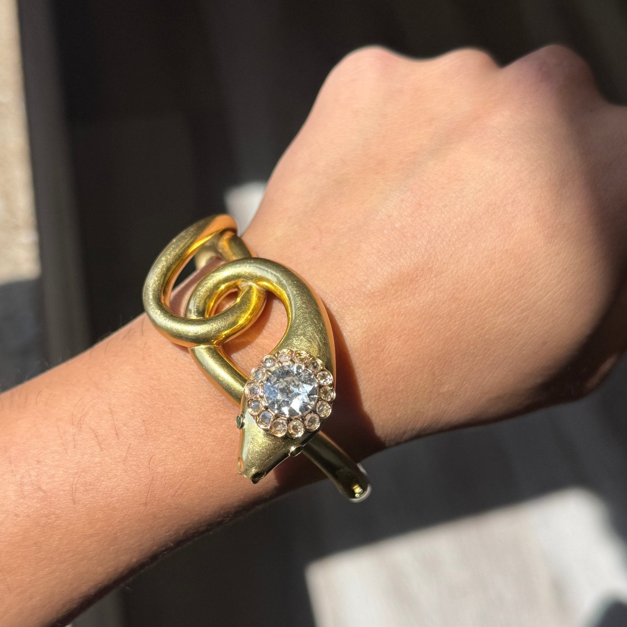 2.63ct Victorian Revival Old European Cut Diamond Serpent Bangle