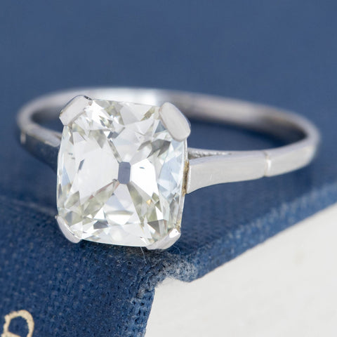 2.64ct Antique Cushion Cut Diamond Solitaire, GIA M