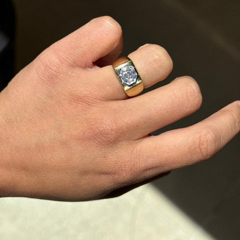 2.65ct Octagonal Step Cut Diamond Bezel Ring, GIA