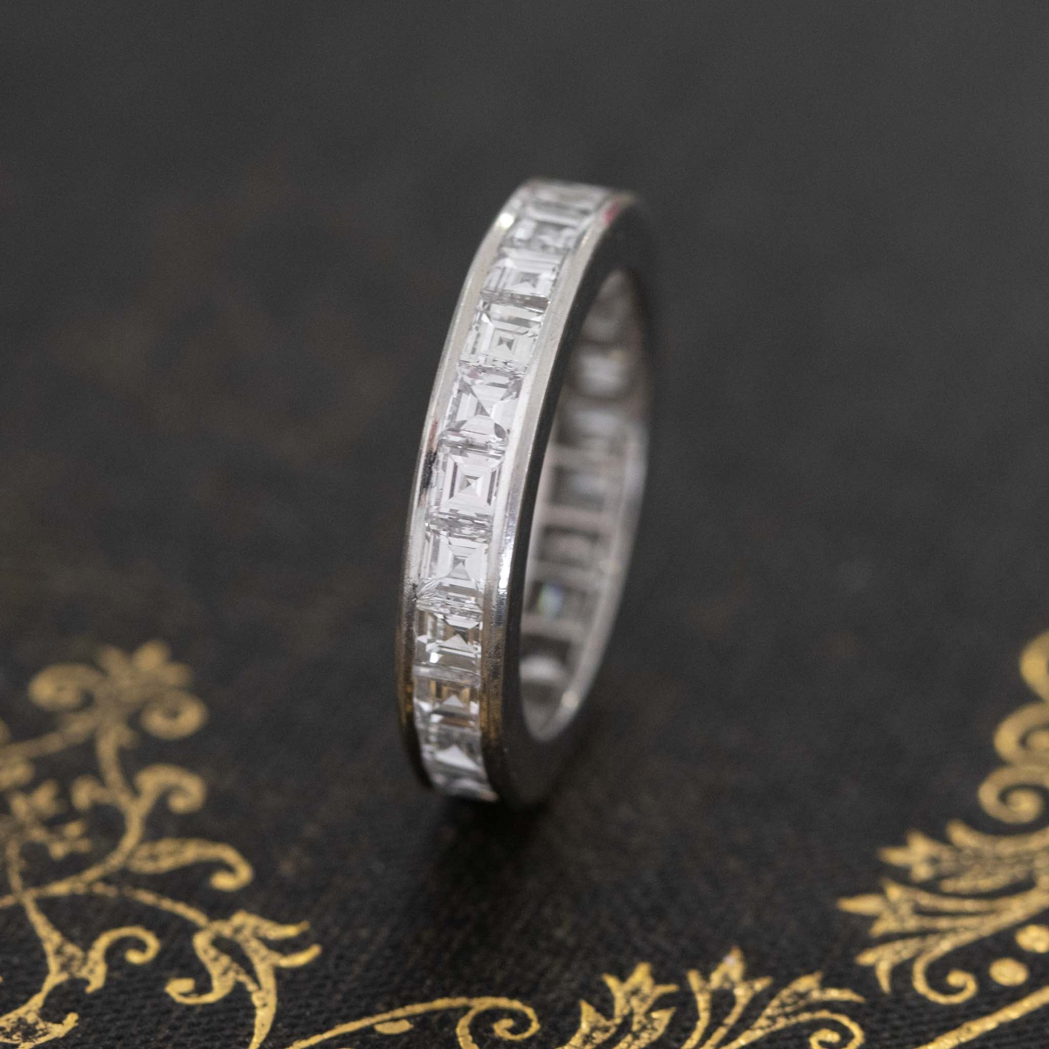 2.65ctw Vintage Carre Cut Diamond Eternity Band