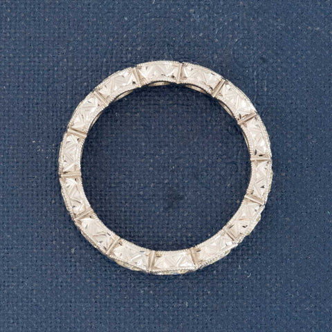 2.67ctw Old European Cut Diamond Engraved Eternity Band