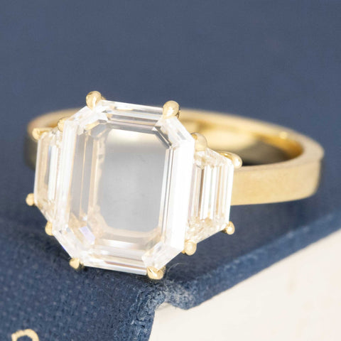 2.69ctw Portrait Cut Diamond Trilogy Ring GIA D VVS2
