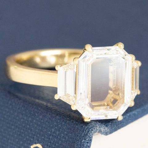 2.69ctw Portrait Cut Diamond Trilogy Ring GIA D VVS2
