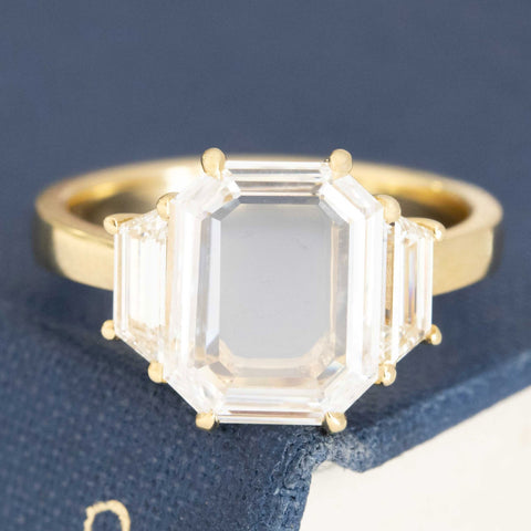 2.69ctw Portrait Cut Diamond Trilogy Ring GIA D VVS2