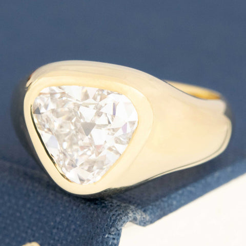 2.71ct Antique Pear/Heart Cut Diamond Bezel Solitaire