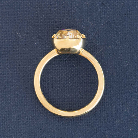 2.73ct Old Mine Cut Diamond Collet Solitaire, GIA Fancy Light Yellow