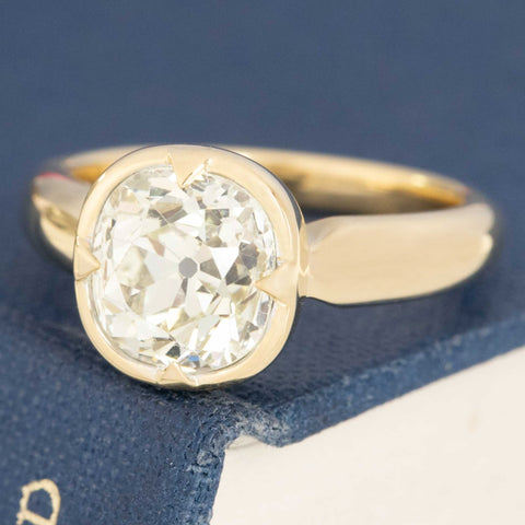 2.74ct Old Mine Cut Diamond Fairfax Bezel Solitaire