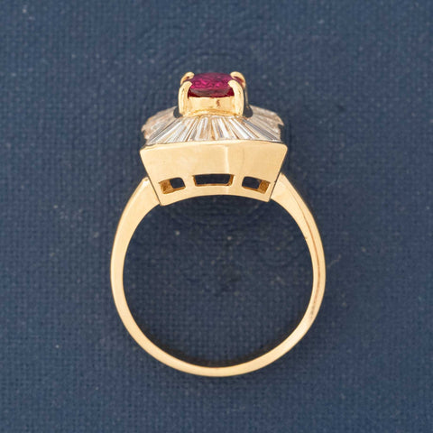 2.74ctw Ruby & Tapered Baguette Cut Diamond Ballerina Ring