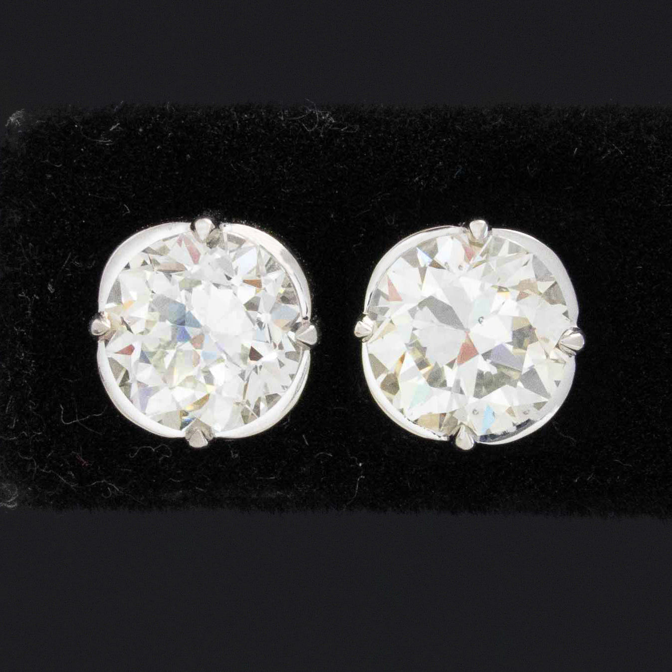 2.76ctw Transitional Cut Diamond Stud "Clover" Earrings, GIA