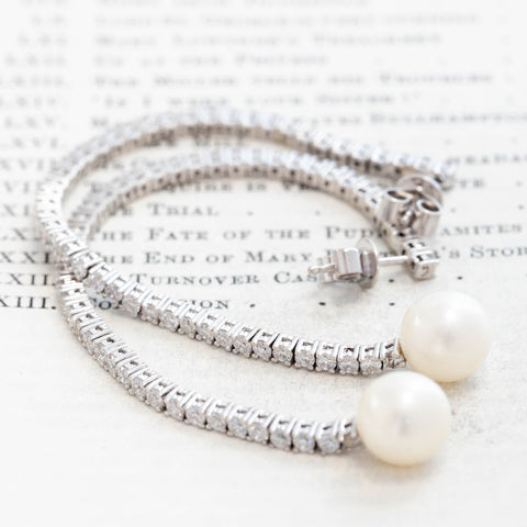 2.76ctw Vintage Diamond & Pearl Shoulder Dusters