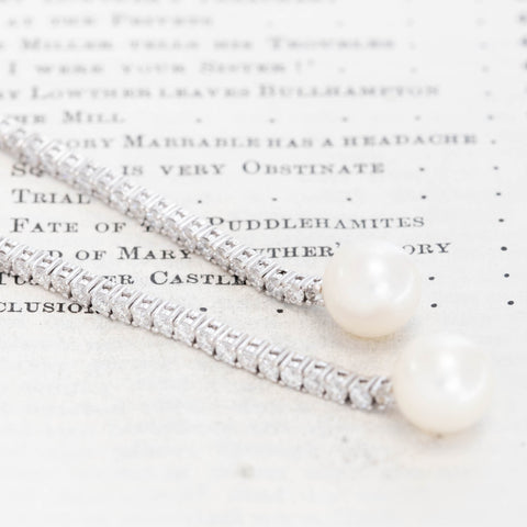 2.76ctw Vintage Diamond & Pearl Shoulder Dusters
