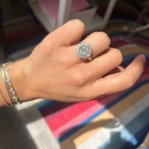 2.77ctw Antique Old Cut Diamond Cluster Ring