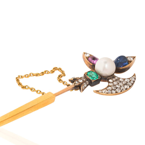 2.77ctw Victorian Diamond & Gemstone Jabot, French
