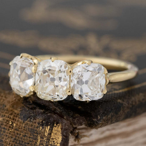 2.78ctw Old Mine Cut Diamond Trilogy Ring