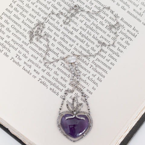 27.92ctw Amethyst Heart & Diamond Pendant