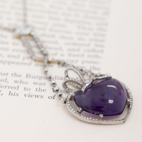 27.92ctw Amethyst Heart & Diamond Pendant