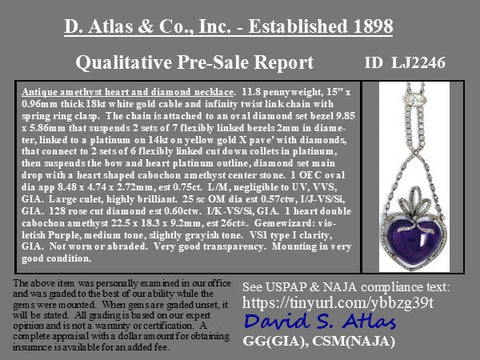 27.92ctw Amethyst Heart & Diamond Pendant