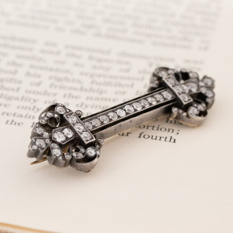 2.79ctw Victorian Old Cut Diamond Bar Brooch