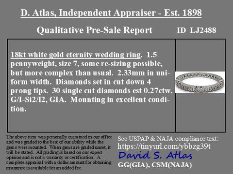 .27ctw Single Cut Diamond Slim Eternity Band