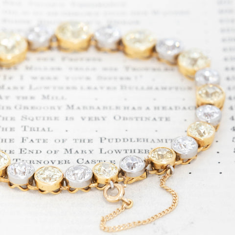 28.00ctw Black Starr & Frost fancy yellow and white old European cut diamond bracelet from the Bunny Mellon estate – alternate view 4